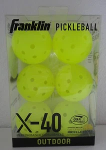 6 New Franklin Sports Outdoor X-40 Pickleballs in Optic Yellow - Picture 1 of 2