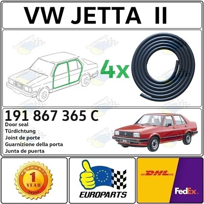 Juego de 4 tiras meteorológicas sello puerta Volkswagen Jetta II MK2 4 puertas 83-92 191867365C Foto 1 de 4