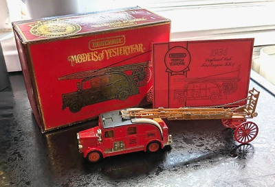 1936 Fire Engine Match Box Old Model Toy U C Car Retro Man Ladder Vintage Truck - Image 1 of 4