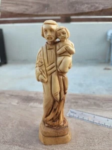 Handmade Olive Wood Statue of the Holy Family Olive Wood Child Statue of Jesus - Picture 1 of 8