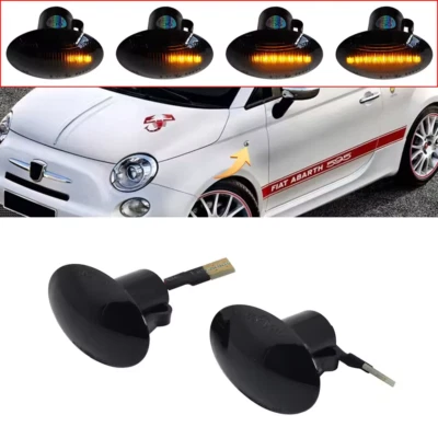 REVLIMITS Coppia frecce Laterali Dinamiche Sequenziali Led Fiat Abarth 500 595 Nero Fumè