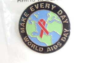 world Aids Day Enamel Pin Support Red Flag Globe AIDS button  - Picture 1 of 12