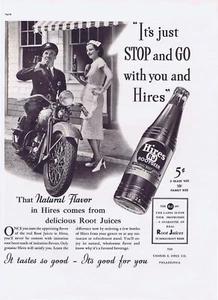 1930s Orig HIRES ROOT BEER Vintage Ad MOTORCYCLE POLICE OFFICER HIGHWAY PATROL - Picture 1 of 3