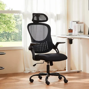 Office Chair High-Back Desk Chair with Adjustable Headrests Flip-up Arms - Picture 1 of 43