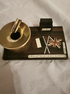 Anglo-French Occupation Togo 1914 Souvenir Inlaid Wooden Tray with Brass Ashtray - Picture 1 of 12