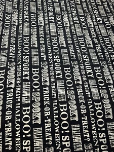 Black And White Halloween tablecloth, 100% Cotton Heavy Fabric 60x76” Spooky Boo - Picture 1 of 6