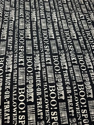 Black And White Halloween tablecloth, 100% Cotton Heavy Fabric 60x76” Spooky Boo - Image 1 of 4