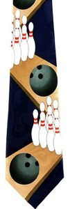 Bowlingbahn Herren Krawatte Bowl Pins Ball Sport Bowler Geschenk Navy Blau Krawatte - Bild 1 von 3