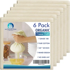 6 PCS Reusable Cheesecloth, Grade 100, 20X20 Inch Hemmed Cheese Cloth for Strain - Picture 1 of 12