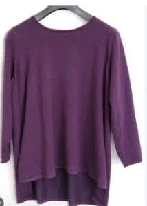 Neu mit Etikett Tahari lila Damen 2X auberginefarbene Felder Pullover Tunika - Bild 1 von 10