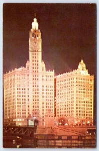 WRIGLEY BUILDING AT NIGHT CHICAGO ILLINOIS IL PLASTICHROME - Imagen 1 de 2