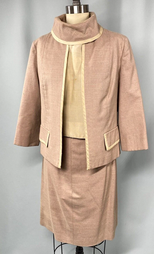 Conjunto Traje Falda Vintage TALLA PEQUEÑA PETITE Rosa Seda Natural LILLI ANN'S 60s Foto 1 de 4