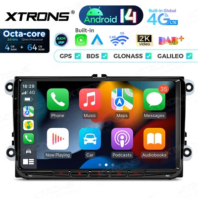 9" Android 14 Car Stereo Radio GPS DAB/DAB+ 8Core 4+64GB CarPlay For VW Golf 5 6 - Image 1 of 4