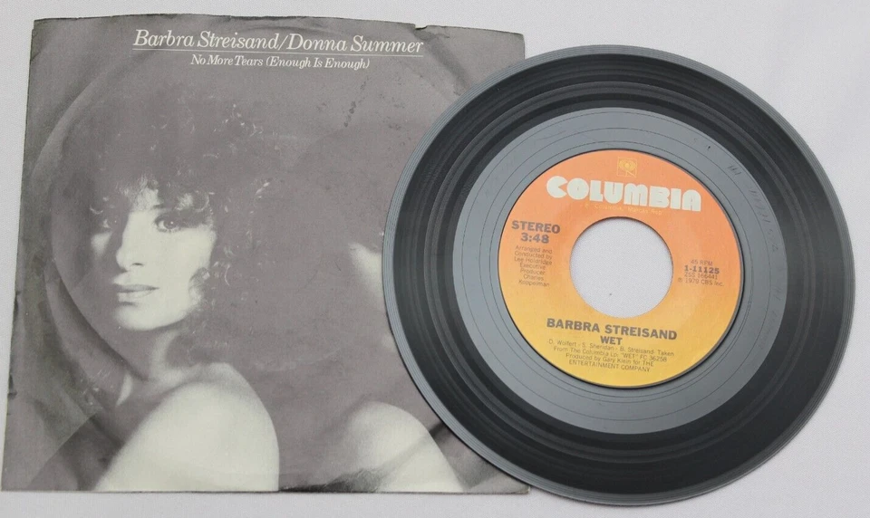 BARBRA STREISAND DONNA SUMMER NO MORE TEARS / WET 45 7" RECORD + PS (1-11125) Foto 1 de 2