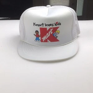 VTG Kmart Loves Kids White Trucker Snap Back Hat Adjustable Mesh Free Shipping - Picture 1 of 10