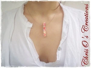 Minimalistische Blumen Halskette Decoupage Halskette Rot Mohnblumen Halskette Holz Mohn - Bild 1 von 6