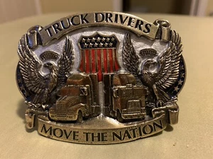 Vtg 80's Truck Drivers Move the Nation Belt Buckle Long Nose Flat Nose Cabover - Picture 1 of 8