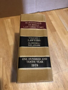 MARTINDALE HUBBELL LAW DIRECTORY VOLUME I LAWYERS ALABAMA-DELAWARE 1978 - Picture 1 of 8