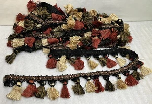 Black Gold Rust PolyesterCotton Tassel Edging DIY Craft Fringe 7+Yds Sewing Trim - Picture 1 of 4
