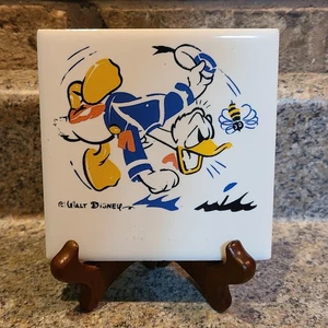 Walt Disney Donald Duck Ceramic Tile Wall Plaque Misprint Kemper Thomas (Y8) - Picture 1 of 9
