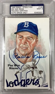 Pee Wee Reese Signed Perez Steele Postcard Dodgers HOF Autograph PSA/DNA Mint 9 - Image 1 of 2
