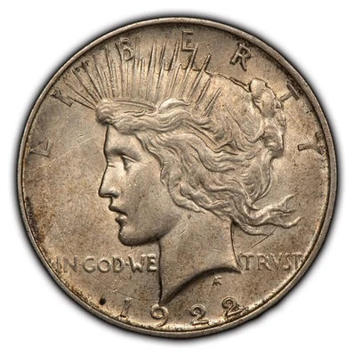 1922-D $1 Silver Peace Dollar - Huge Die Crack - Luster - AU/UNC - SKU-D4383 - Image 1 of 4