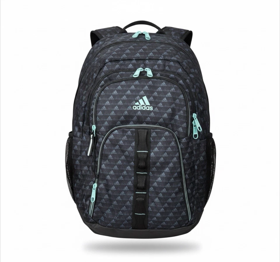 Mochila Adidas preta/azul-petróleo mola de carga 5 compartimentos bolsa escolar - Imagem 1 de 4