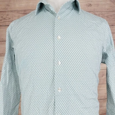APT 9 Shirt Mens Medium Green Geometric Print Long Sleeve Button Front Casual - Image 1 of 4