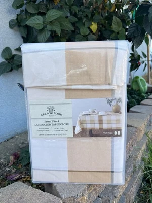 Bee & Willow Home Tonal Check Laminated Tablecloth Resists Stains 52” X 70” - Image 1 of 4
