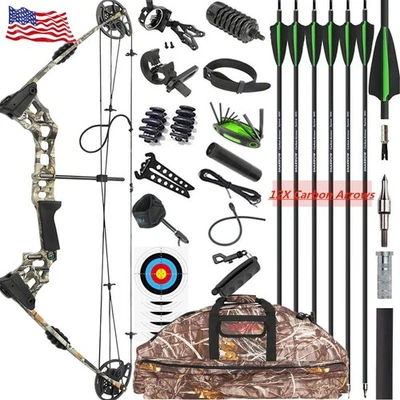 20-70lbs Compound Bow Arrow Set 320fps Archery Hunting Shooting Bow Right Hand - Image 1 of 4
