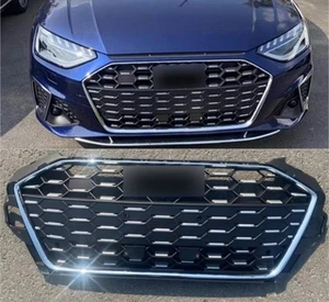 For Audi 2020 2021 A4 S4 RS4 Style B9 Chrome Honeycomb Front Bumper Grille - Picture 1 of 4