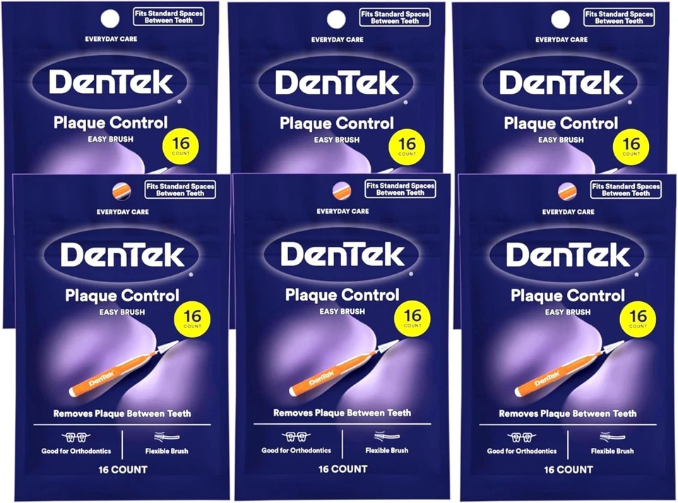 DenTek Easy Brush Advanced Clean Limpiador Interdental Cepillo de Dientes, Estándar 16 Ct Foto 1 de 4