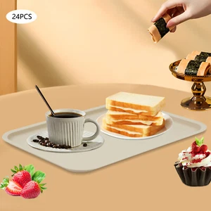 24 Pcs Plastic Fast Food Trays Bulk Restaurant Serving Cafeteria School - Picture 1 of 15