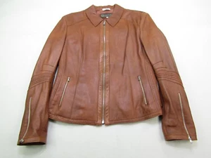 Vera Pelle Leather Jacket Womens ITL Size 50 Brown Soft Full Zipper Italian - Picture 1 of 11