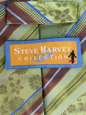 Steve Harvey Collection Lime Green Chocolate Brown Tie Silk WORN ONCE ❤️blt7j2 - Image 1 of 4