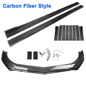 For BMW 520i 528i 535i 550i Front Bumper Lip Splitter + Side Skirt Carbon Fiber