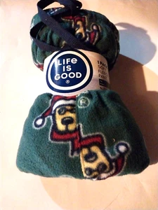 Life Is Good Christmas Fleece Pants Sleepwear Large 36-38 Santa Dogs Draw Tie - Picture 1 of 5