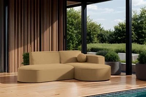 Garten Ecksofa SUNDAY XS in wetterfester Stoff ART-N Caramel Ottomane Rechts - Bild 1 von 2