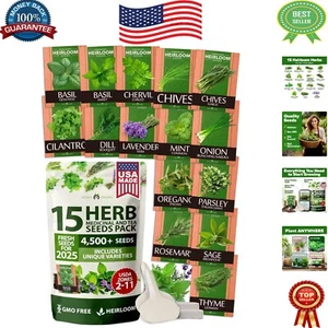 Herb Garden Starter Kit: 15 Non-GMO Culinary Herb Seeds for -Round Enjoyment - Picture 1 of 11