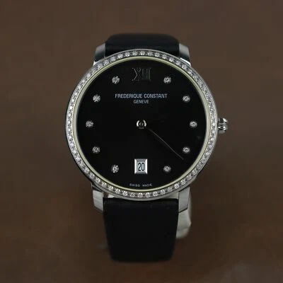 Frederique Constant Slim Line Black Dial Diamond Ladies Watch - FC-220B4SD36 - Image 1 of 3