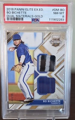 2018 Panini Elite Extra Edition Bo Bichette  RC Rookie Dual Jersey /99 NM-MT 8 - Image 1 of 2