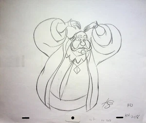 Lápiz dibujado a mano de producción de princesas encantadas firmado por el rey Hubert de Disney - Imagen 1 de 2