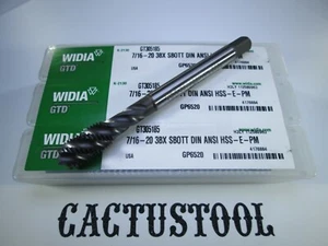 LOT ( 3 PCS ) WIDIA GTD 7/16" X 20 3BX BOTTOMING HSS-E-PM THREAD FORMING TAPS - Picture 1 of 7