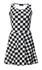 Monochromatyczna szachownica w kratkę szachownica kwadratowa vintage rockabilly sukienka