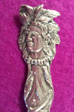 Cincinnati Indian Chief Claw Beads Teepee Corn Sterling 5.2" Souvenir Spoon Gilt