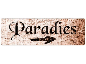 METALLSCHILD Blechschild PARADIES Wegweiser Garten Terrasse Pool Wellness Deko - Bild 1 von 2