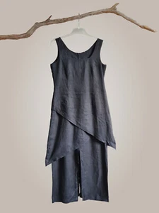 Kleid Leinenkleid Etuikleid Trägerkleid Maxikleid Gr.38 schwarz - Bild 1 von 6
