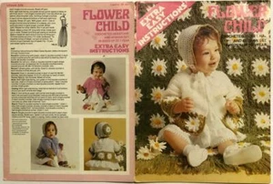 Vintage BLUMENKIND Häkeljacke ~ Mütze ~ Afghan Baby MUSTER Hippie Indie Boho - Bild 1 von 1
