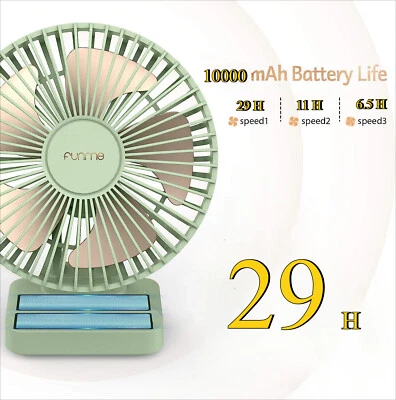 USB Tischventilator Mit 10000mAh Akku Leise Tragbarer Ventilator 6.5-29H DE - Bild 1 von 4