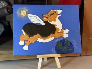 Original OOAK Welsh Corgi ART - Angel Corgi - Free Ship - Picture 1 of 4